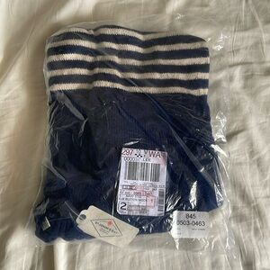 NWT Navy and Cream Striped Turtleneck Sweater